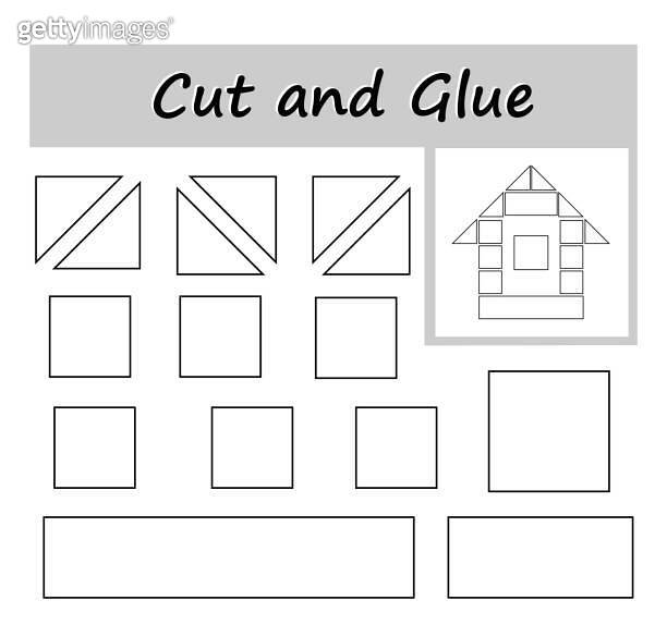 DIY worksheet. Color, cut parts of the image and glue on the paper. 이미지