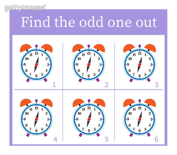 Puzzle game for preschool kids. Cartoon alarm clock. 이미지 (1919757437