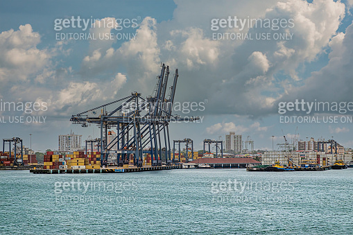 Puerto de Cristobal container terminal, Colon Port, Limon Bay, Panama ...