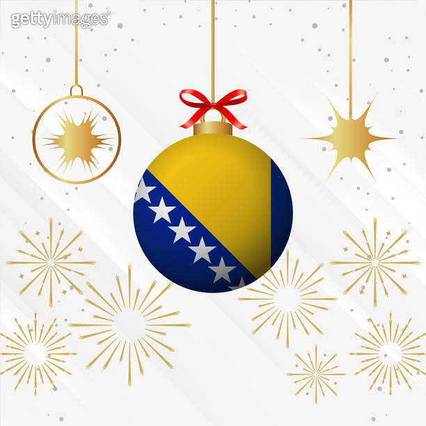 Christmas Ball Ornaments Bosnia and Herzegovina Flag Celebration 이미지