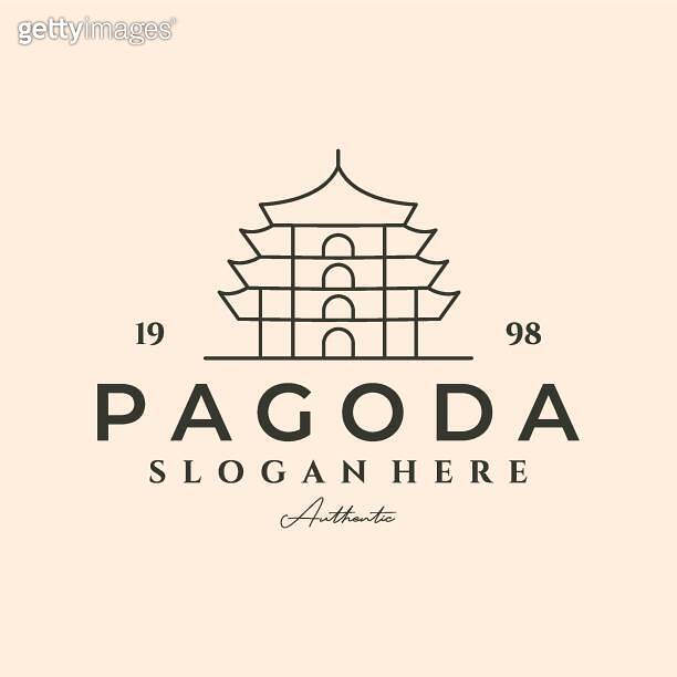 pagoda japanese icon line art logo vector symbol illustration design ...