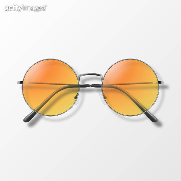 Vector 3d Realistic Orange Round Frame Glasses Isolated. Sunglasses ...