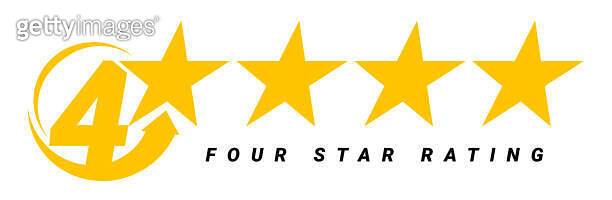 4 star rating. Four star Symbol or emblem. vector 이미지 (2155482387) - 게티 ...