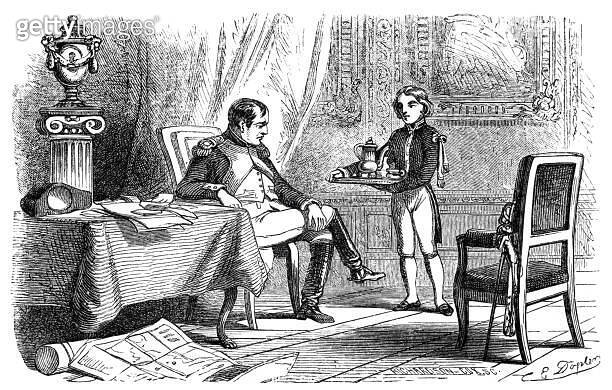 The hundred days, Napoleon Bonaparte and the page serving him a coffee ...