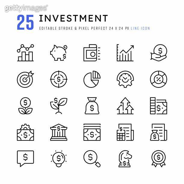 Investment Line Icons. 24x24 px. Pixel Perfect. Editable Stroke. 이미지 ...
