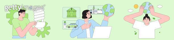 ESG, green energy, sustainable industry or ecological production ...