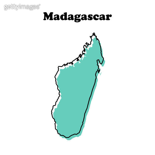 Stylized simple red outline map of Madagascar 이미지 (2118810186) - 게티이미지뱅크