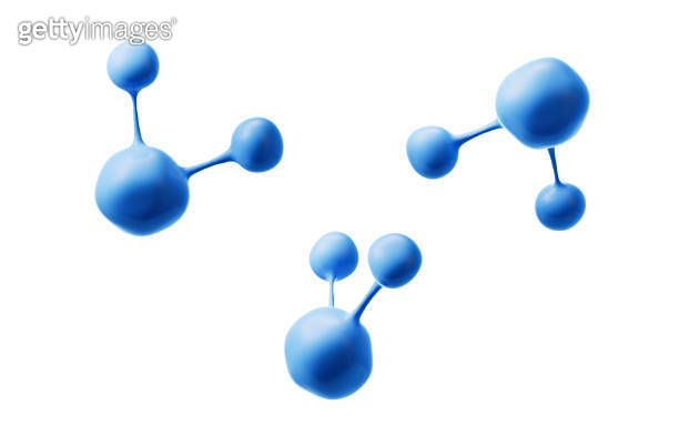 Blue molecules with different angles, 3d rendering. 이미지 (2102966425 ...