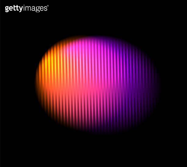 Corrugated neon circle ribbed glass effect. Round liquid gradient shape ...