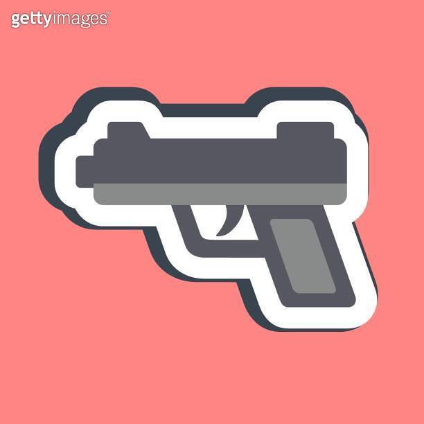 Sticker hand gun. Military elements. Good for prints, posters, logo ...