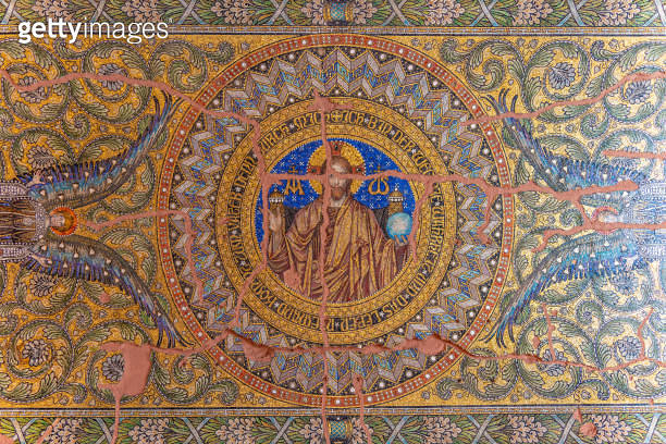 Mosaic art in the Kaiser Wilhelm Memorial Church in Berlin, Germany ...