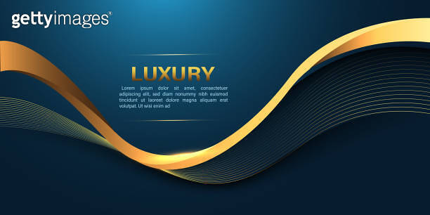 Abstract black gold lines curve wavy luxury style design modern ...