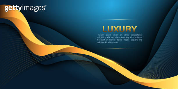 Abstract black gold lines curve wavy luxury style design modern ...