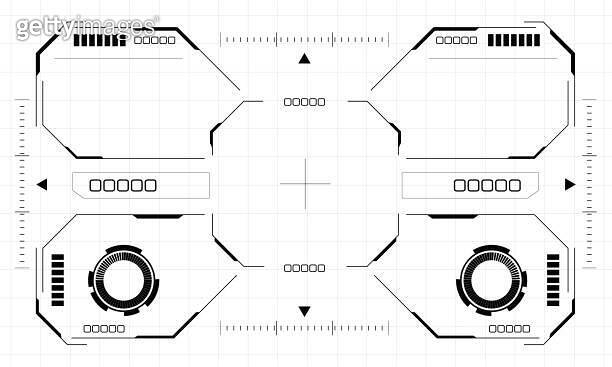 HUD sci-fi octagon interface screen view black geometric design virtual ...