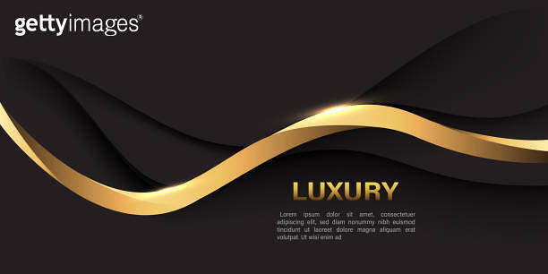 Abstract black gold lines curve wavy luxury style design modern ...