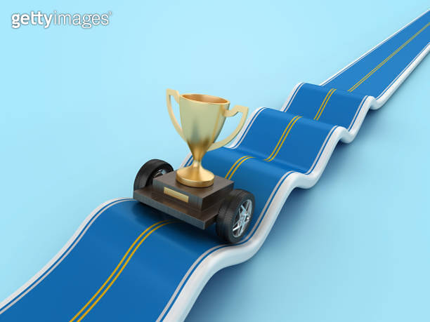Road Rally Trophy 3D Trophy with Wheels on Road 이미지 (1953313863) - 게티이미지뱅크
