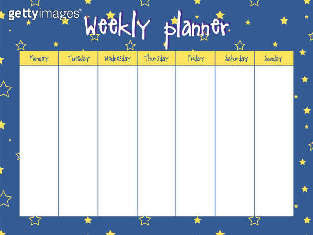 Starry night Weekly planner for busy hardworking person. Blank template ...