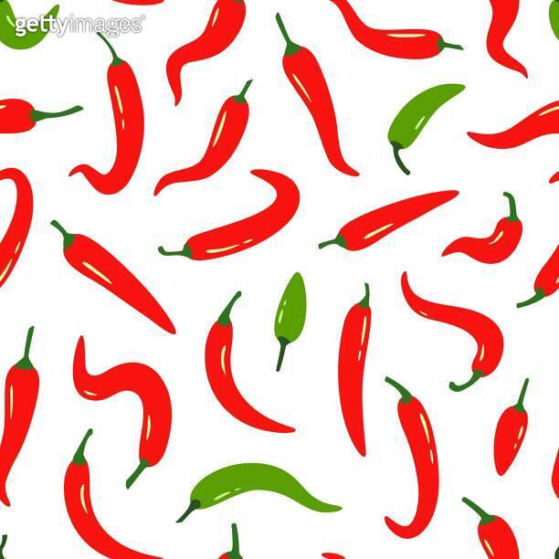 Red chili and cayenne peppers seamless pattern for cafe menu, food