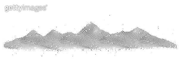 Mountain gradient dotwork vector texture. Abstract halftone hill ...