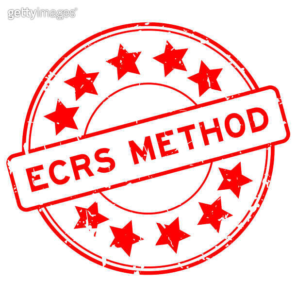 Grunge red ECRS (Abbreviation of Eliminate, Combine, Rearrange, and ...