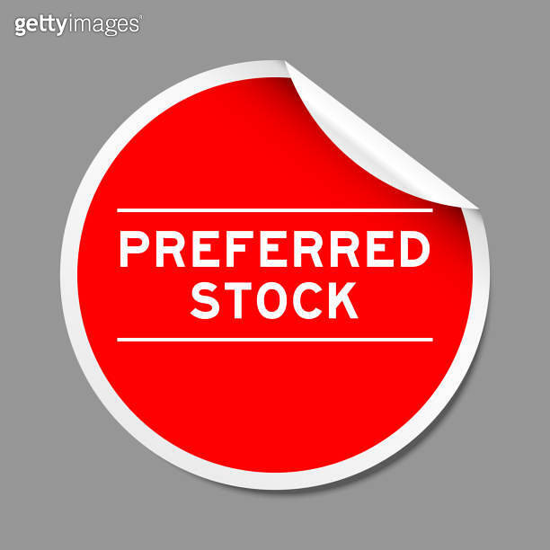 Sticker Preferred Option Red color peel sticker label with word preferred stock on gray ...