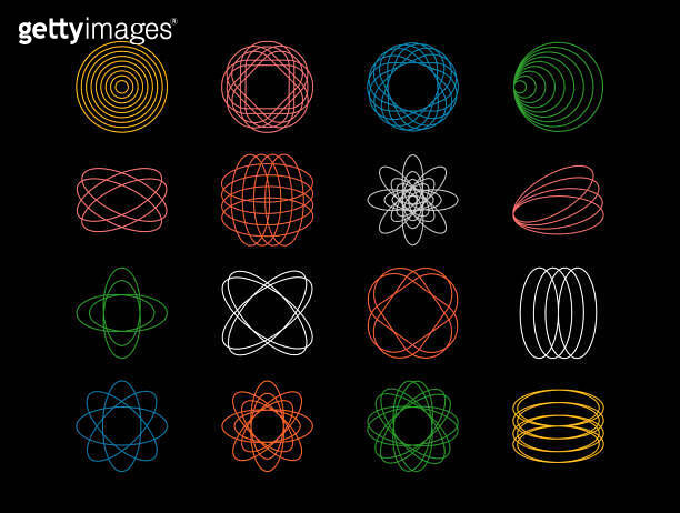 Wireframe Color Palette Example Set wireframe shapes different color. 이미지 (2098559616) - 게티이미지뱅크