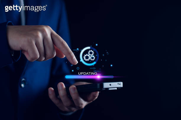 Operating system upgrade concept, installation app and software update ...