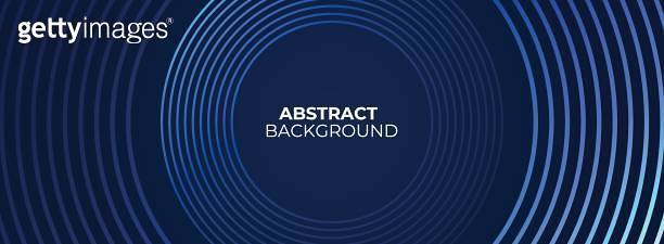 Abstract blue glowing geometric lines on dark blue background. Modern ...