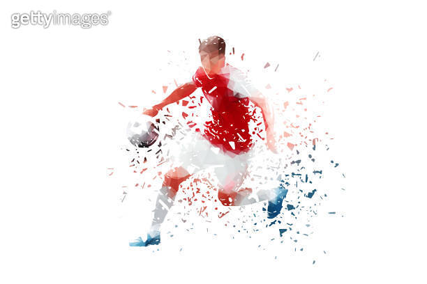 Soccer player, football, isolated low poly vector illustration with ...