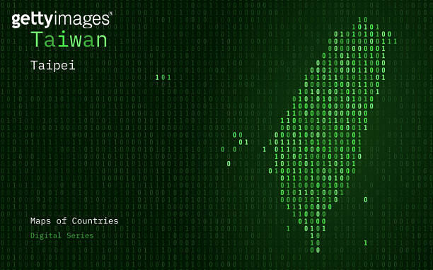 Taiwan. Number Example Taiwan Green Map Shown in Binary Code Pattern. TSMC. Matrix numbers ...