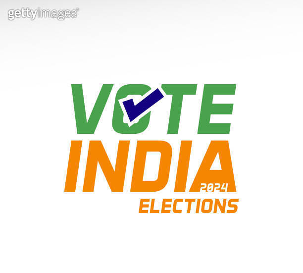 Vote India 2024 Elections. Vector text in blue, orange and green with a ...