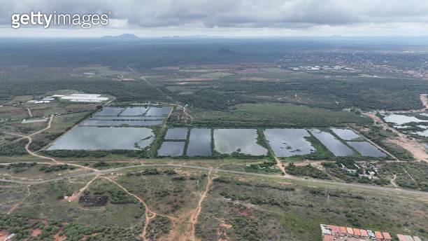 Water Utilities Corporation (WUC) aerial view of the sewage ponds in ...