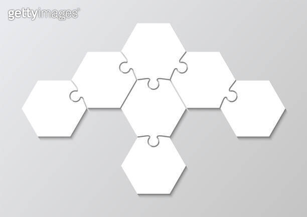 Hexagon presentation infographic puzzle. Jigsaw business info graphic ...
