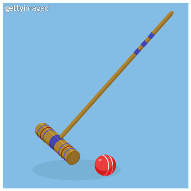 Croquet Mallet and Ball, game, vector illustration 이미지 (1958208417