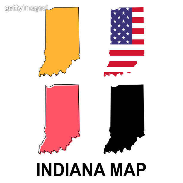 Indiana. Local Icon Set of Indiana map, united states of america. Flat concept icon vector ...