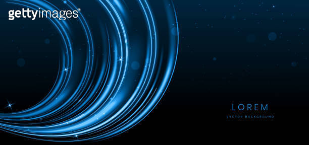 Abstract elegant blue glowing curve line with lighting effect sparkle ...