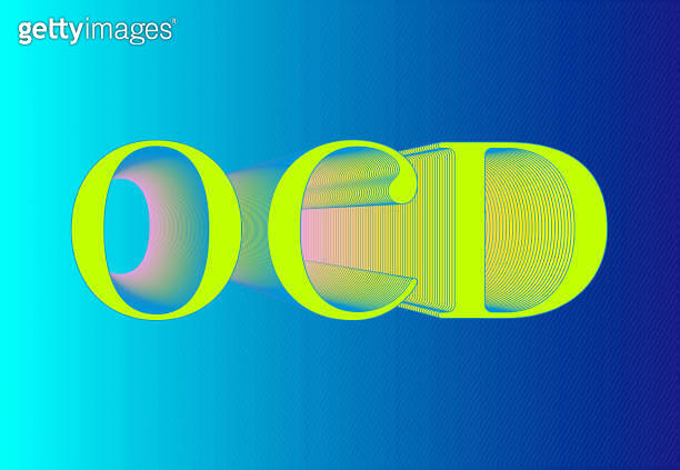 Colorful OCD Typographic Illustration with Repeated Outline Creating a ...