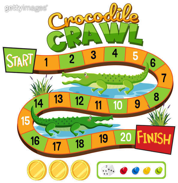 Clockodiles Math Game Colorful children's board game with crocodiles 이미지 (2153348755) - 게티이미지뱅크