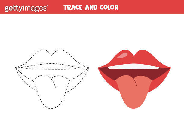 Trace and color cartoon mouth and lips. Printable worksheet for ...
