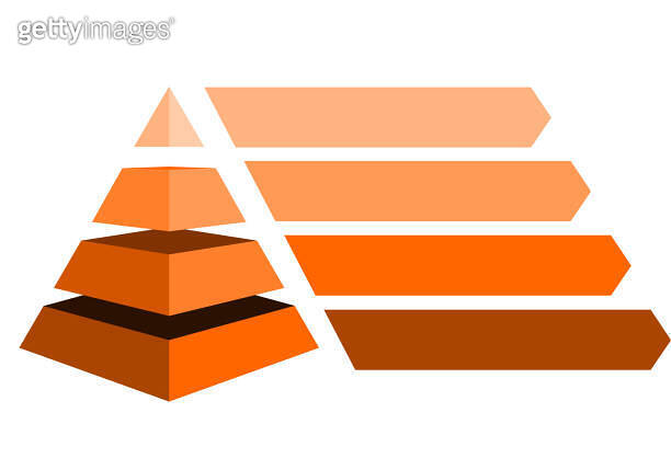 Pyramid shape vector graphic four layers for presenting business ideas ...