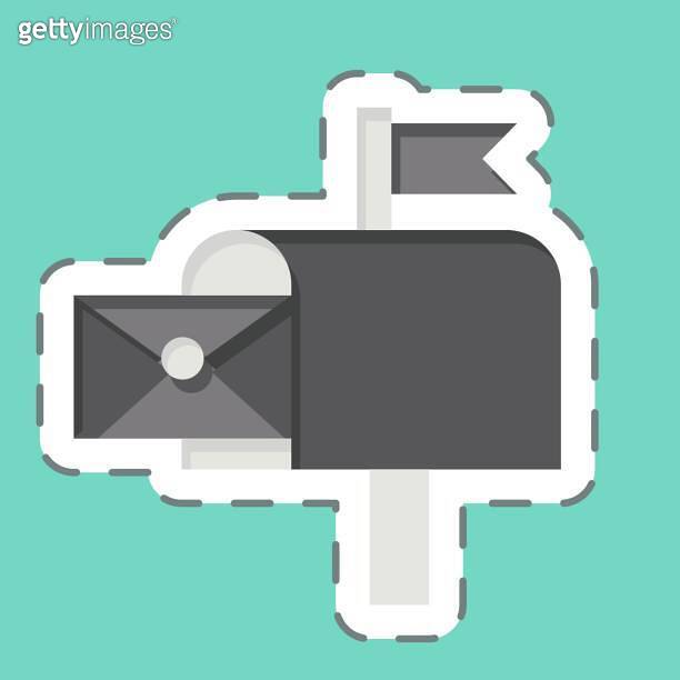 Sticker line cut Mail Box. related to Post Office symbol. simple design ...
