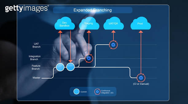 Expanded branch model. Development software diagram. Flowchart ...