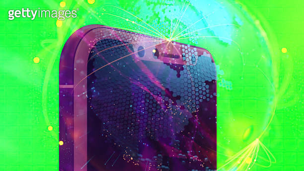 smartphone background in green screen and earth connections overlay 이미지 ...