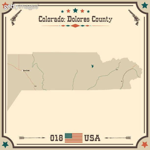 Large and accurate map of Dolores County, Colorado, USA with vintage