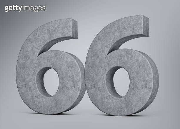 3d Concrete Number Sixty Six 66 Digit Made Of Grey Concrete Stone Grey ...