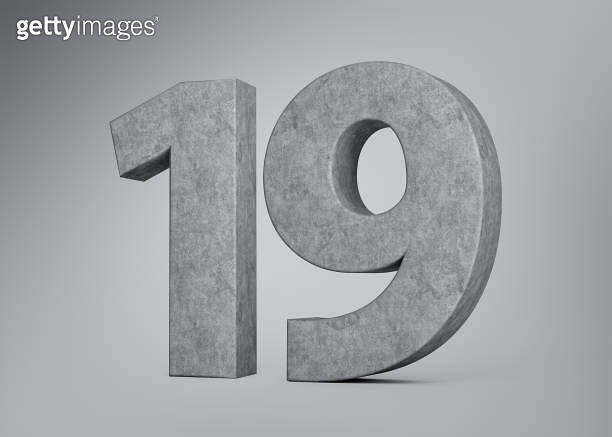3d Concrete Number Nineteen 19 Digit Made Of Grey Concrete Stone On ...