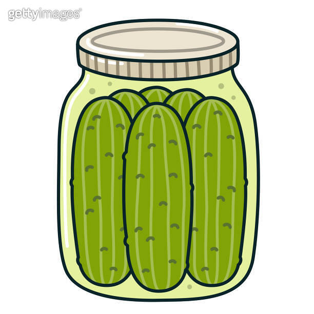Pickles in a jar drawing 이미지 (2158917491) 게티이미지뱅크