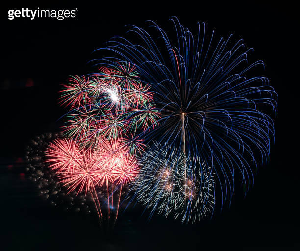 Abstract colorful firework background with free space for text. Variety ...