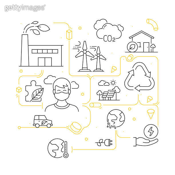 GLOBAL WARMING Related Line Style Banner Design for Web Page, Headline ...