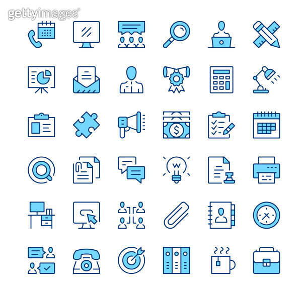Office icons. Outline symbols. Vector blue line icons set 이미지 ...